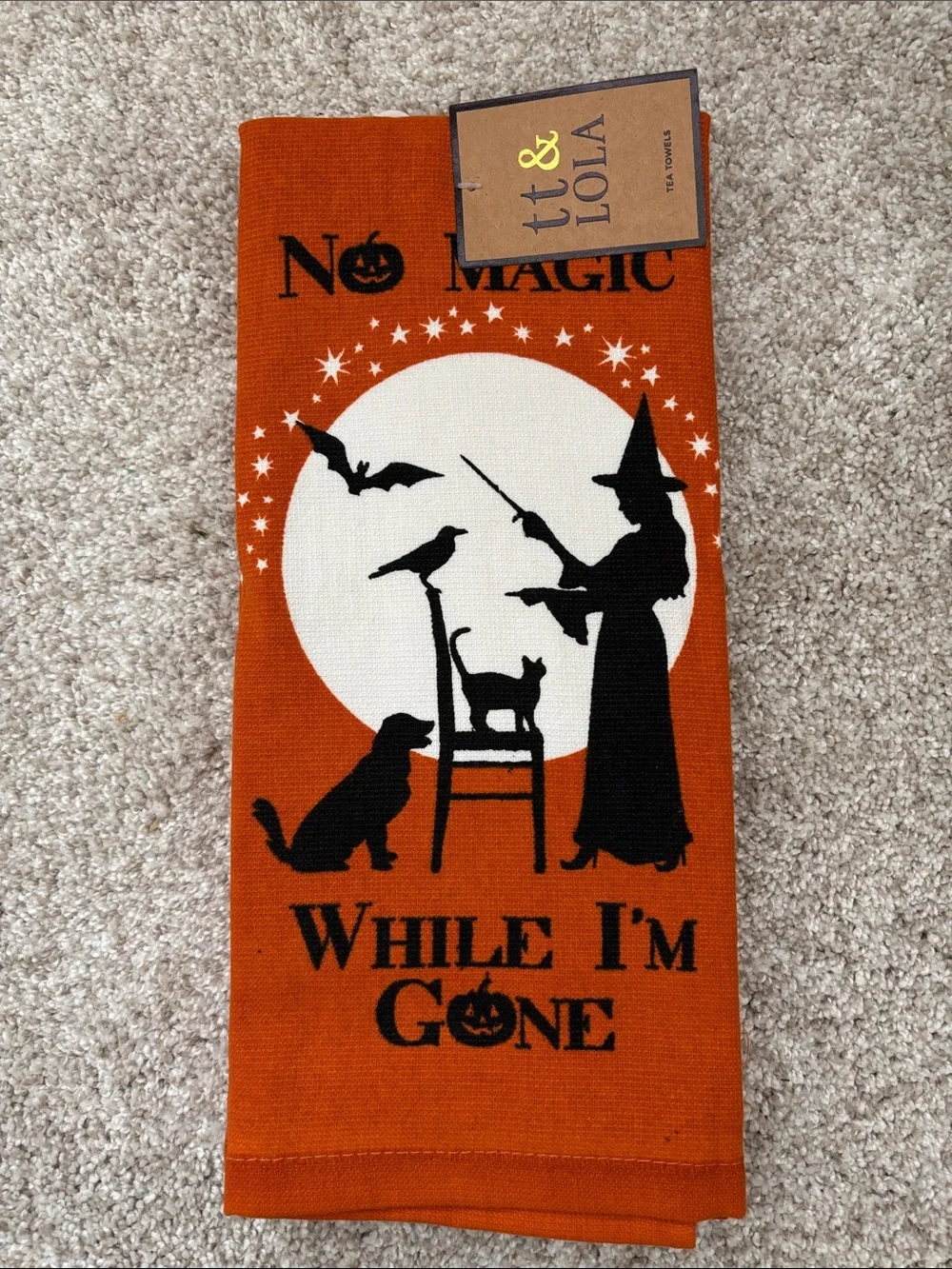 tt & LOla Halloween Tea Towel set- Orange & Black